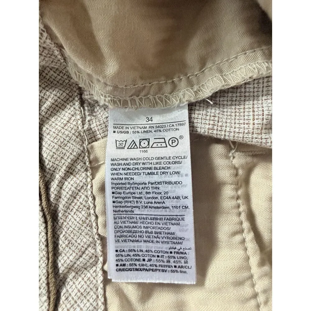 Banana Republic Linen Blend Shorts Beige Size 34 Casual Summer